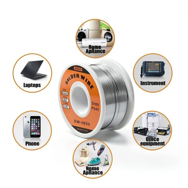 TOWOT Tin Lead Rosin Core Solder Wire 0.8mm 50g Sn60-Pb40 for-2
