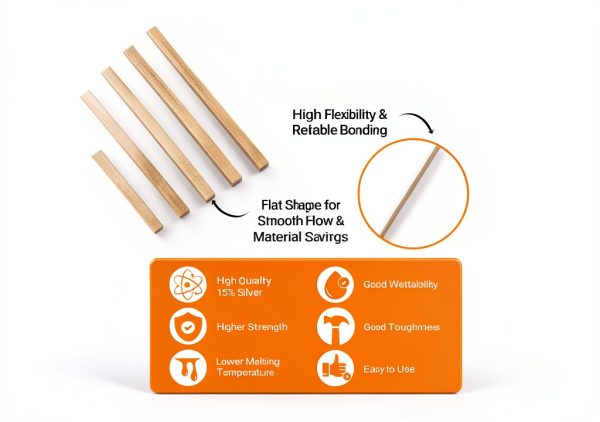 15% Silver Brazing Rods AWS BCuP-5 20 Sticks Silver Solder Phos Copper Brazing Alloys Flat Welding Rods 0.050"x1/8"x10" for Air Conditioning, Refrigerator, Cold Storage, and HVAC Units-1
